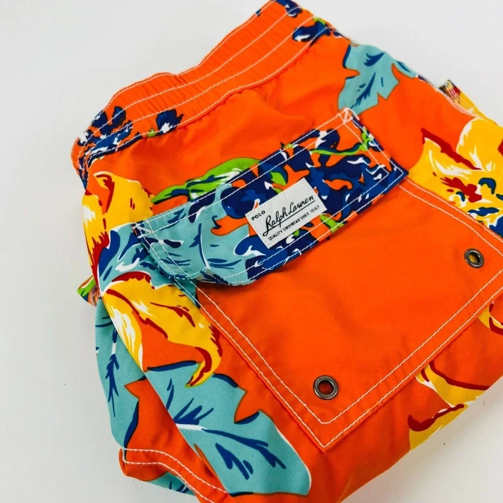 Polo By Ralph Lauren Swim Trunks Shorts Men Orange Drawstring Polyester‎ M